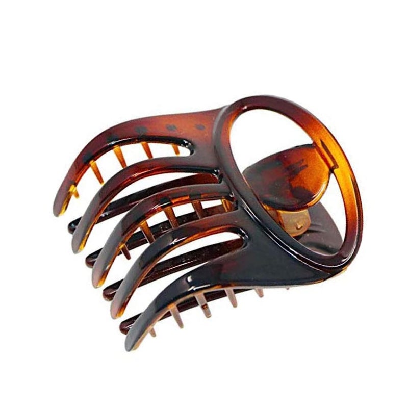 Parcelona French Curvy Oval Paw Medium 3â€ Cellulose Acetate Side Slide In Jaw Hair Claw Clip Clutcher for Women and Girls (Tortoise Shell) - Image 1